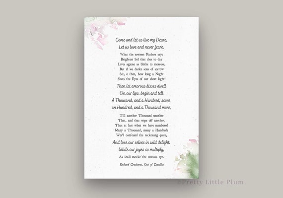 Catullus Poem Printable Romantic Wall Art Print Love Decor Etsy
