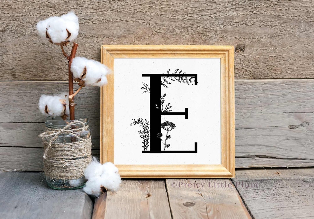 Letter E Wall Art Decor, Nursery Name Sign, Digital Download, Baby Girl