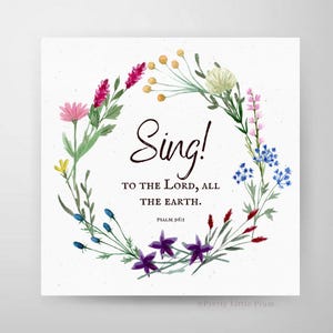 Psalm 96:1 Printable, Sing to the Lord, All the Earth, Bible Verse About Joy, Christian Wall Art, Inspirational Scripture, Digital Download