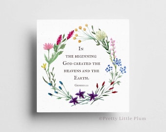 Genesis Printable, In the beginning God created the heavens and the earth, Popular Bible verse, Digital Download