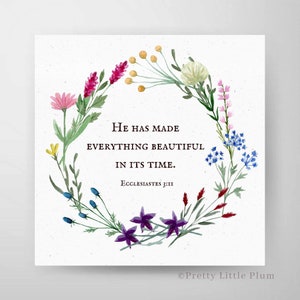 Eclesiastés 3:11 imprimible, signo de versículo bíblico, citas cristianas y arte de pared, decoración de las escrituras, descarga digital, colgante de pared