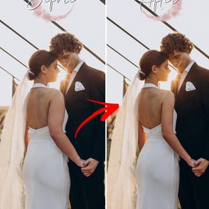 Wedding Photo Retouching – Body Slimming, Lighting Correction-Bride Pose Editing-  Body Slimming-Arm and Chin Contour