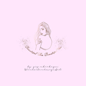 Woman Face Line Art Sketch Logo- Beauty Hair Stylist Makeup Artist Logo- Skincare Minimal Logo- Premade Logo, Beauty Spa Salon Branding