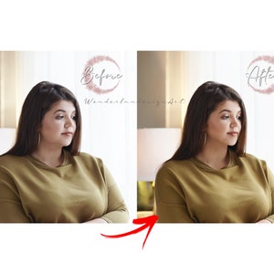 May include: Before and after photo of a person wearing a green sweater. The photo on the left shows the person with more noticeable blemishes and the photo on the right shows the person with smoother skin.