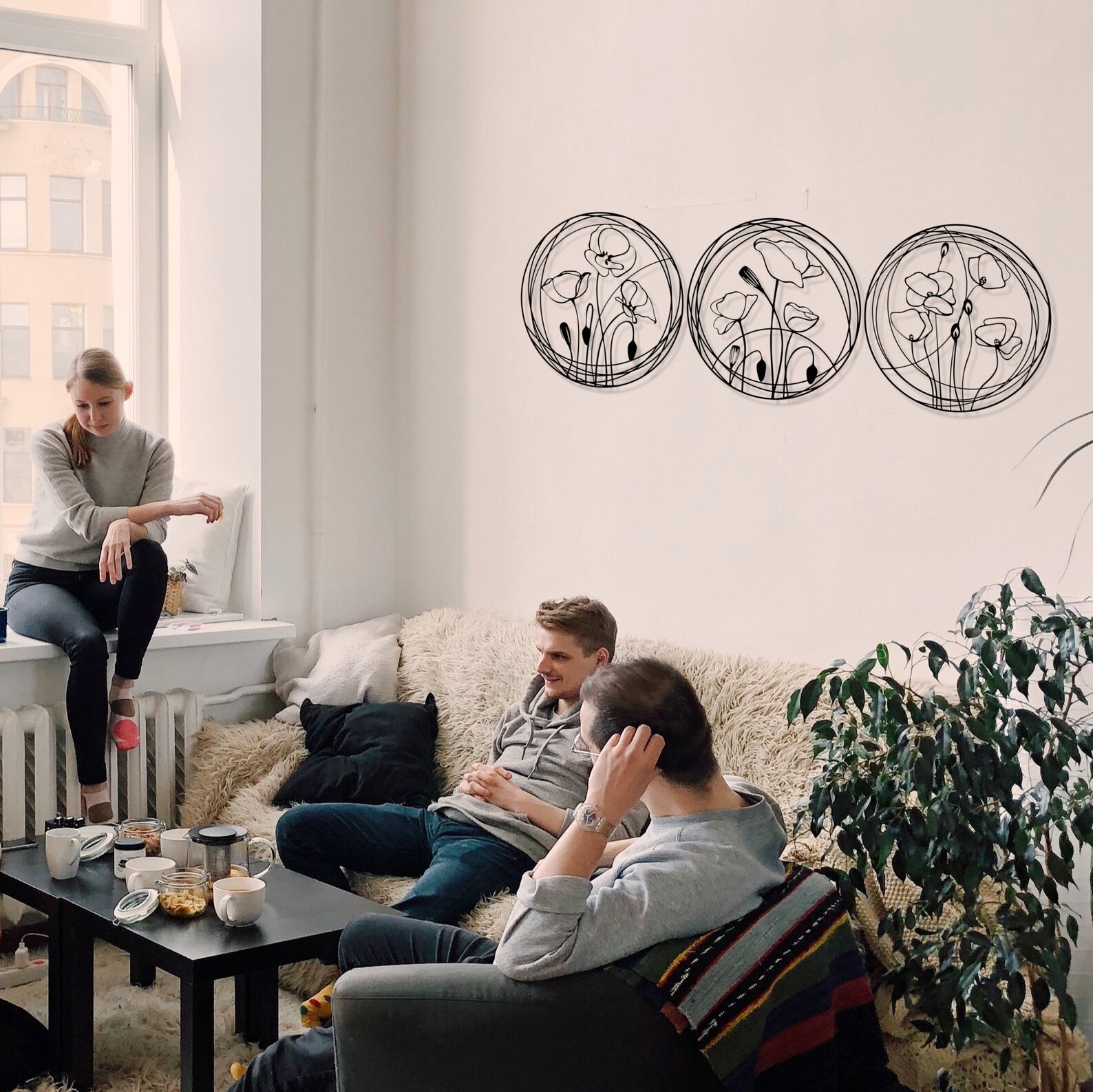 Mohn Blumen Metall Wand Kunst Set Blumen Metall Wandbehänge | Etsy