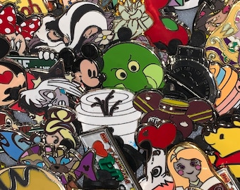 50 Disney Mystery Character Trading Pins Assorted Lot Variety Disneyland WDW Random Tradable FAST Ship 2 Free WDW Maps!