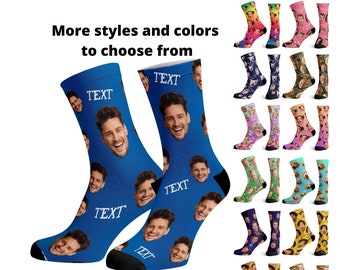 Custom Photo Picture Socks Grey Personalized w/ Any Photo Face or Faces  #62289 