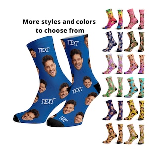 Custom Face Socks w Text, Socks for Men and Women,Funny Pet Socks,Gift for Him,Gift For Her,Girlfriend Gift, Personalized Gift,Picture Socks image 1