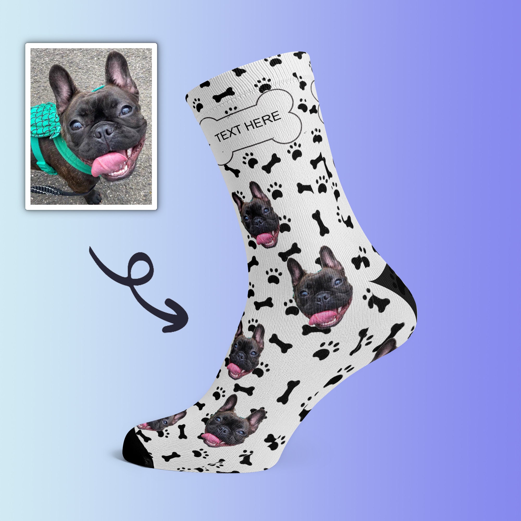 Custom Dog Socks Pet Photo Socks Customized Cute Dog Face Etsy