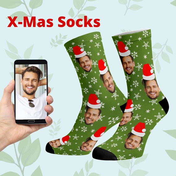 Calcetines personalizados para la cara, divertidos calcetines de fotos  personalizados, calcetines de Navidad con foto para hombres y mujeres