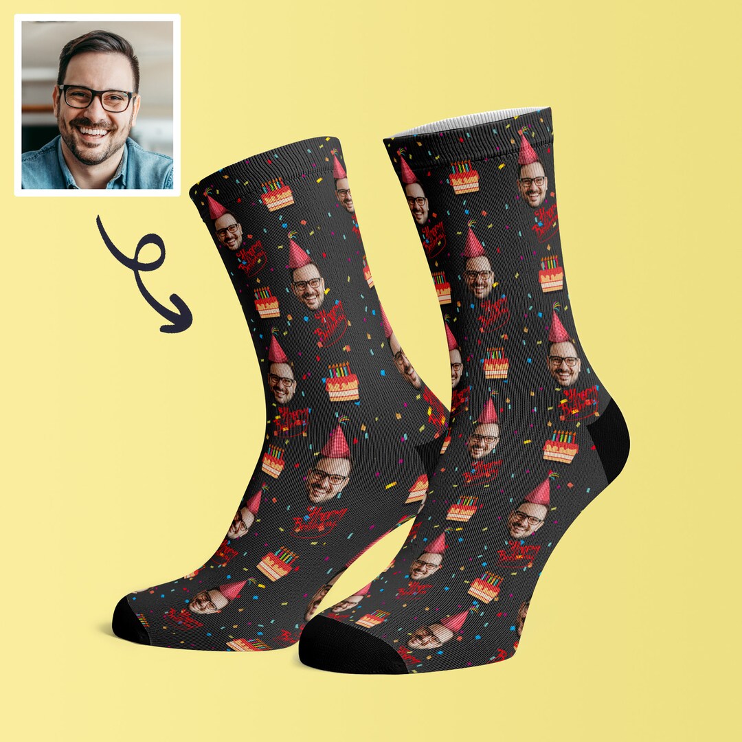 Happy Birthday Socks Face Socks Birthday Gift for Him Etsy