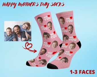 Chaussettes de fête des mères, chaussettes personnalisées pour le visage, chaussettes de fête des pères, meilleur cadeau pour maman et papa, cadeau de fête des mères, cadeau de fête des pères, cadeau de famille