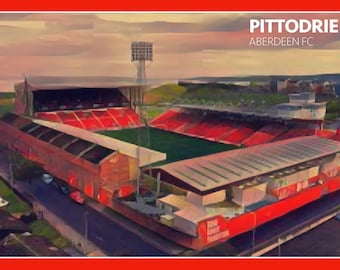 Pittodrie Stadium Poster, Aberdeen Stadium Print, Soccer Fans, Scottish team Stadium Poster, Football Poster, Sports Fan Gift