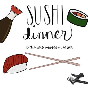 Clipart de jantar de sushi, sushi, pauzinhos, molho de soja, fundos transparentes
