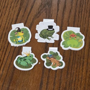 Frog Magnetic Bookmarks – 5 Cute Frog Designs – 3x3 Laminated Magnets – Fun Book Accessories for Readers and Journalers