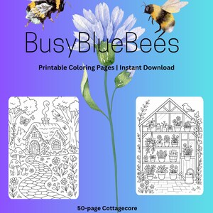 50 Cottagecore Coloring Pages for Adults & Kids | Printable Cozy Coloring Book | Rustic Home and Nature Line Art | Instant Digital Download