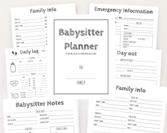 Babysitter Planner Printable PDF | 17 Pages | Child & Pet Info, Emergency Forms, Daily Logs | Babysitting Binder Kit