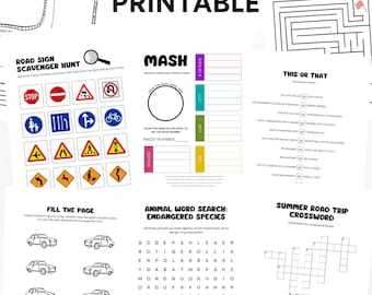 Road Trip Activity Book for Kids | Printable Travel Games & Puzzles | Car Ride Entertainment | Family Vacation Fun Pack PDF