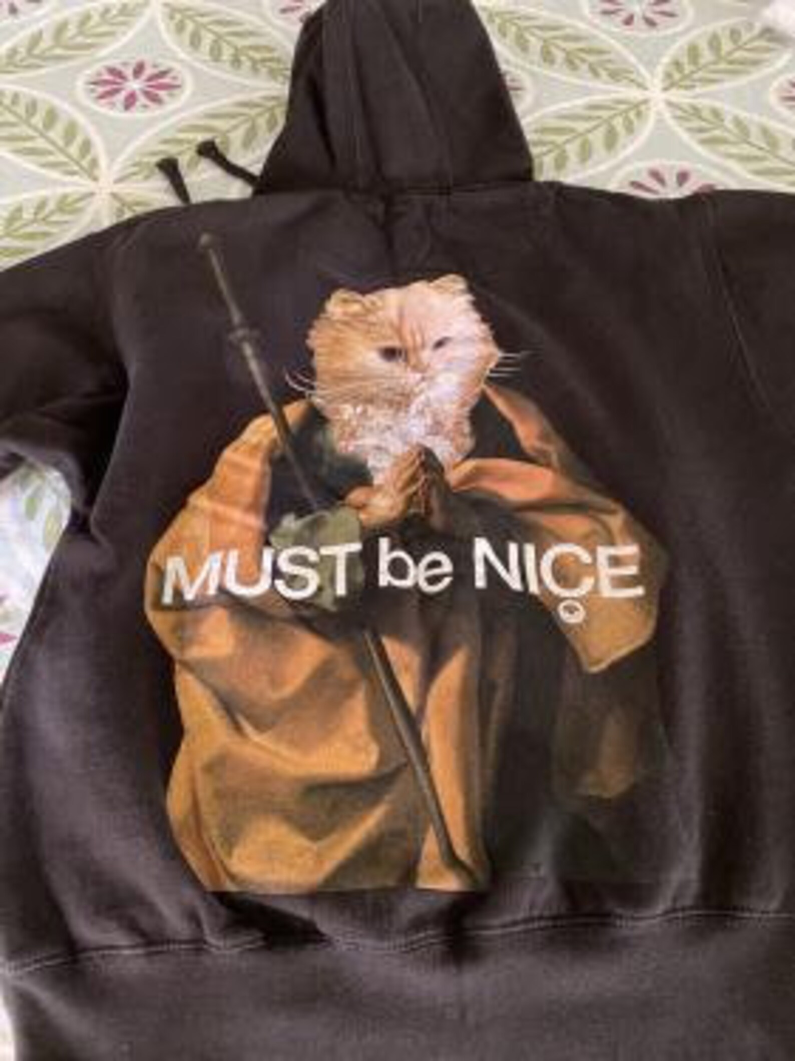 floral embroidered applique hoodie