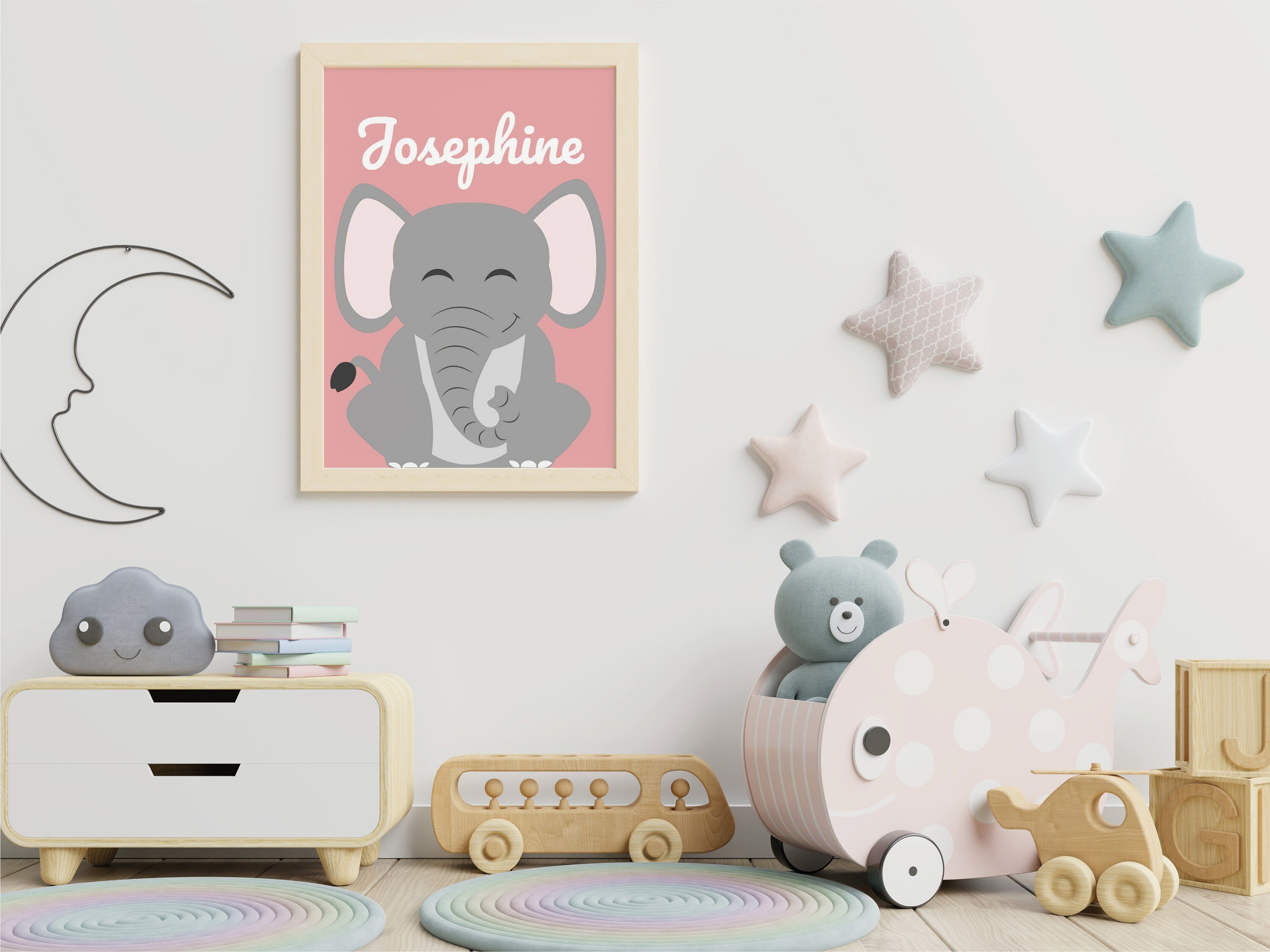 Pink Elephant Nursery Decor With Custom & Personalized Baby Etsy