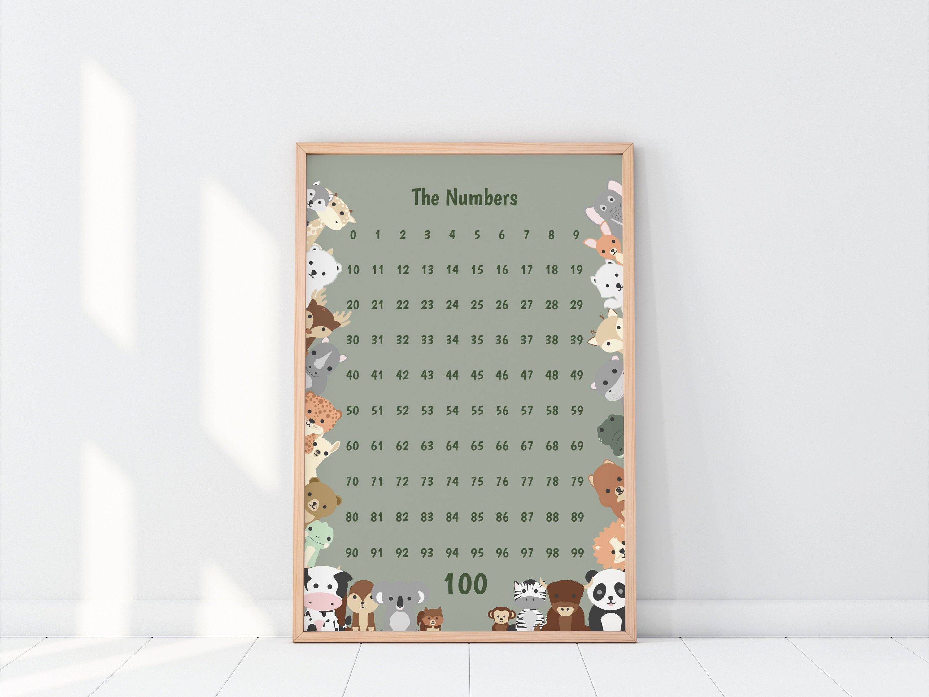 number poster with hundred numbers chart numbers wall art etsy