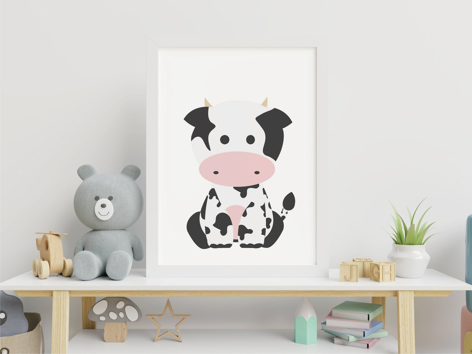 Cute Cow Print Baby Farm Animals Nursery Decor Nursery Etsy