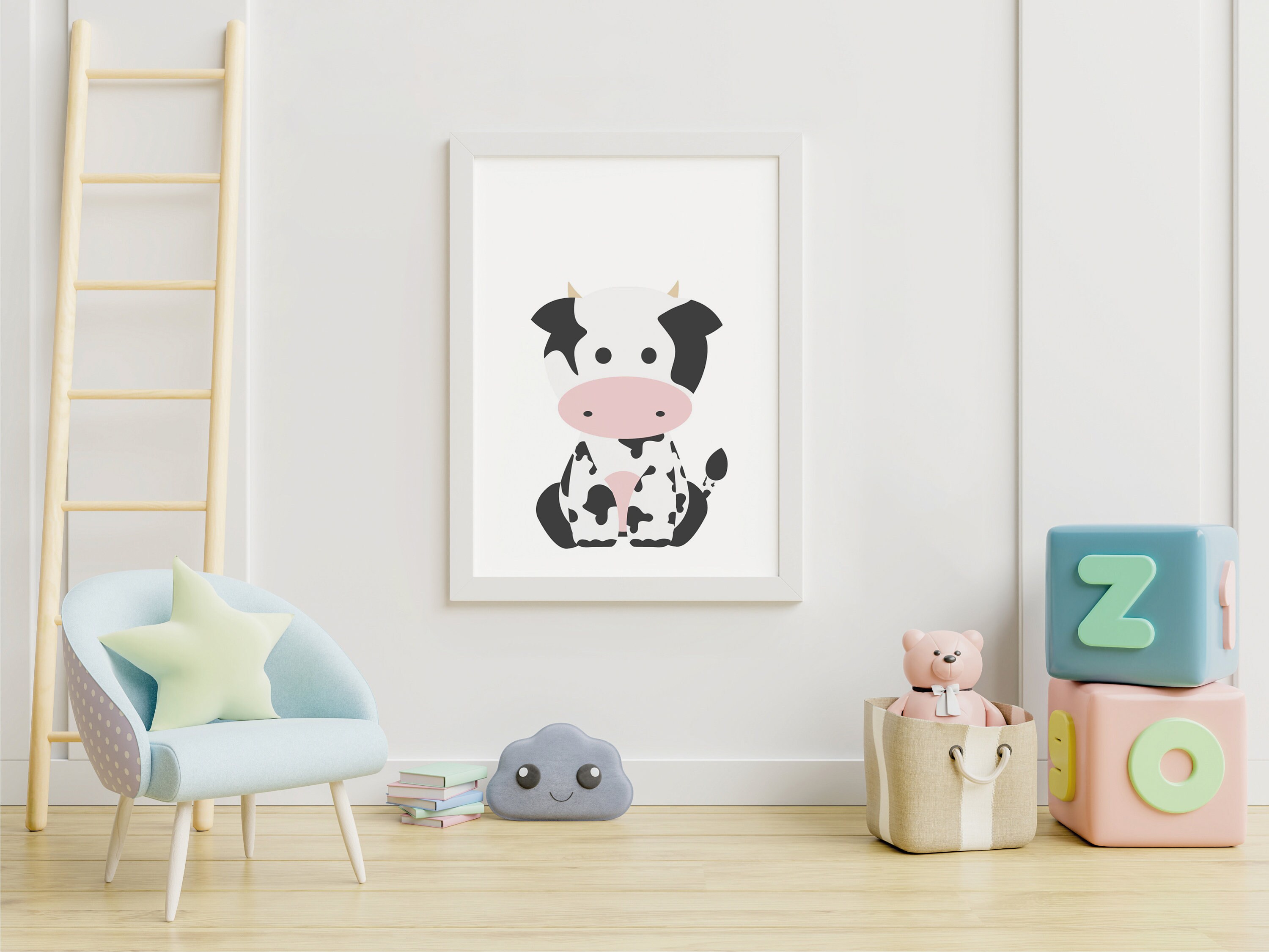 Cute Cow Print Baby Farm Animals Nursery Decor Nursery Etsy