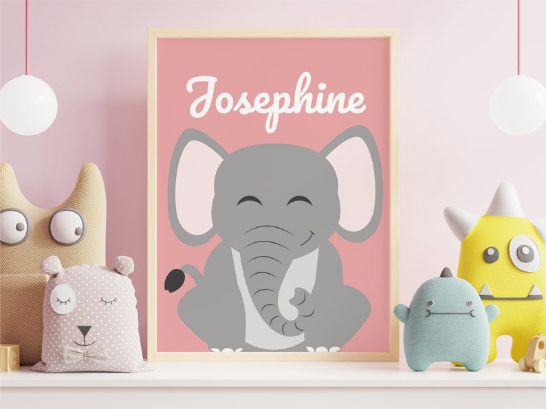 Pink Elephant Nursery Decor With Custom & Personalized Baby Etsy