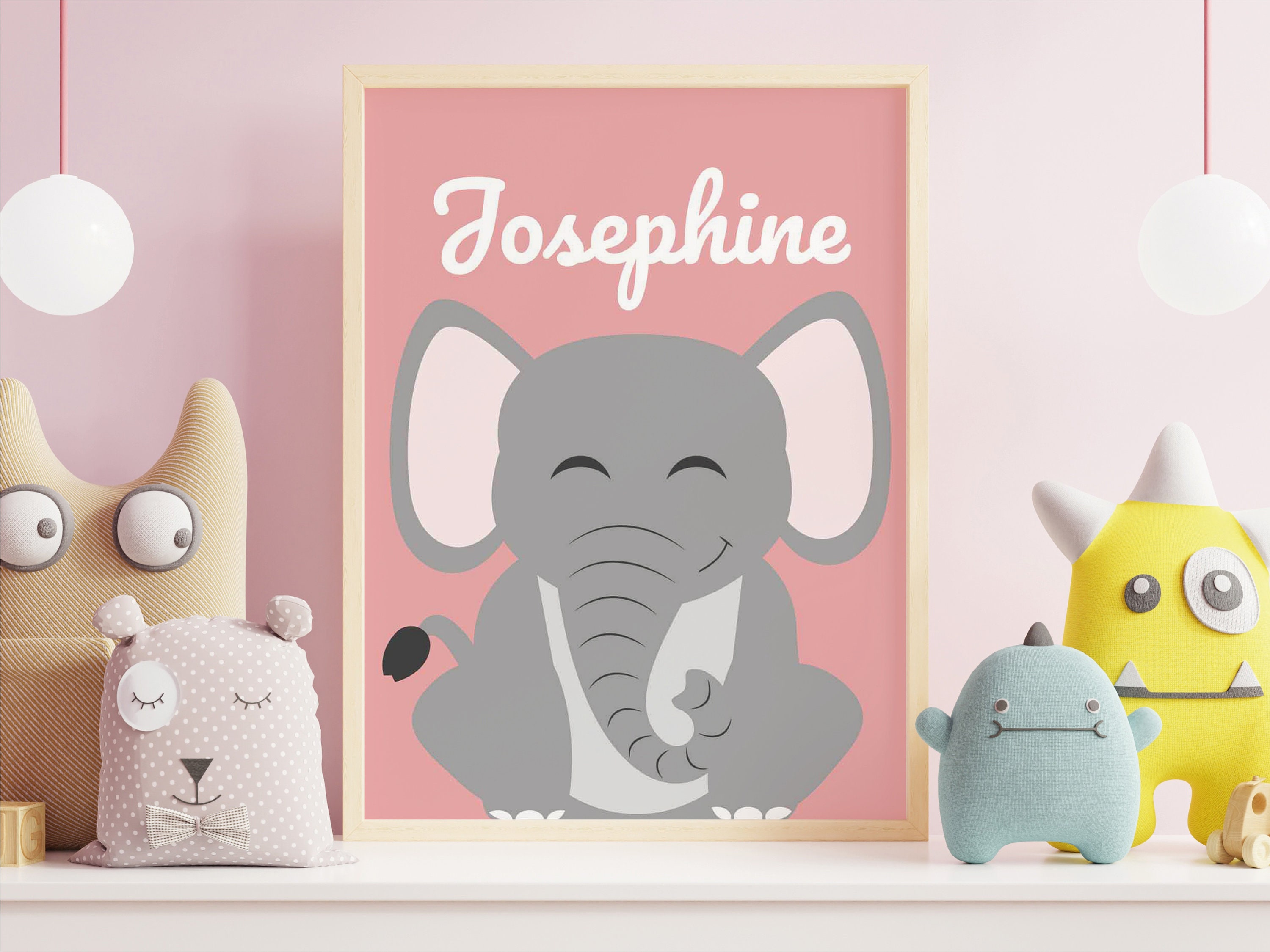 Pink Elephant Nursery Decor With Custom & Personalized Baby Etsy