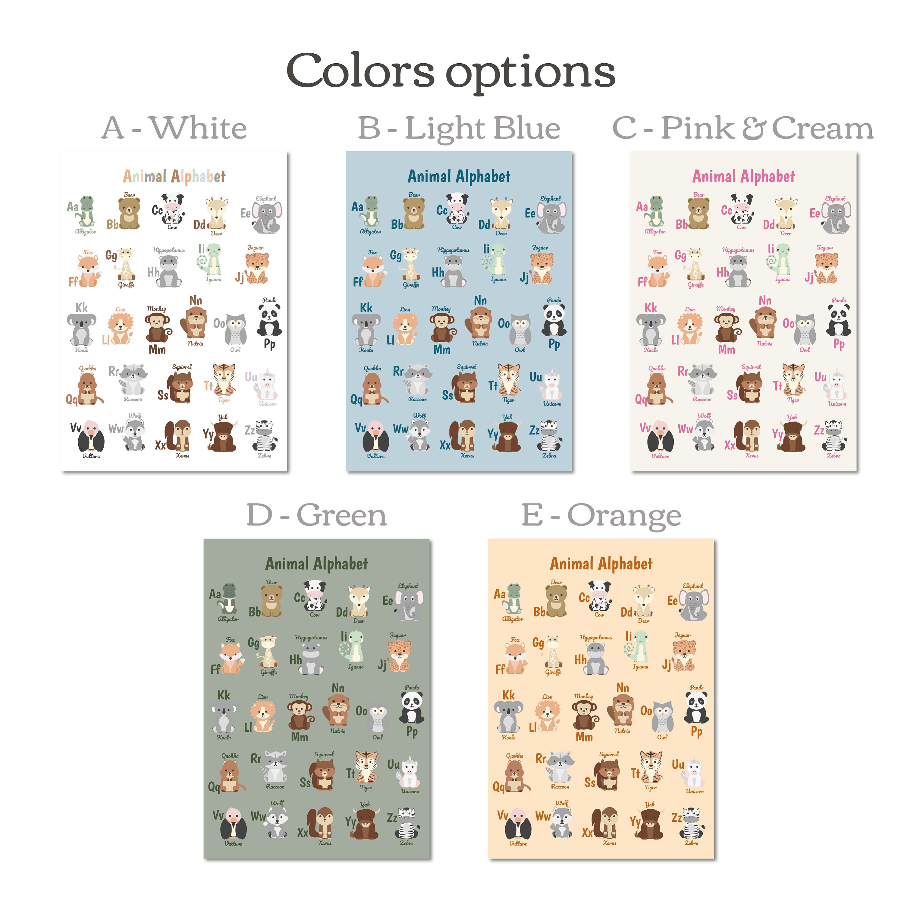 Animal Alphabet Poster Wall Art Abc Poster Print Educational | Etsy