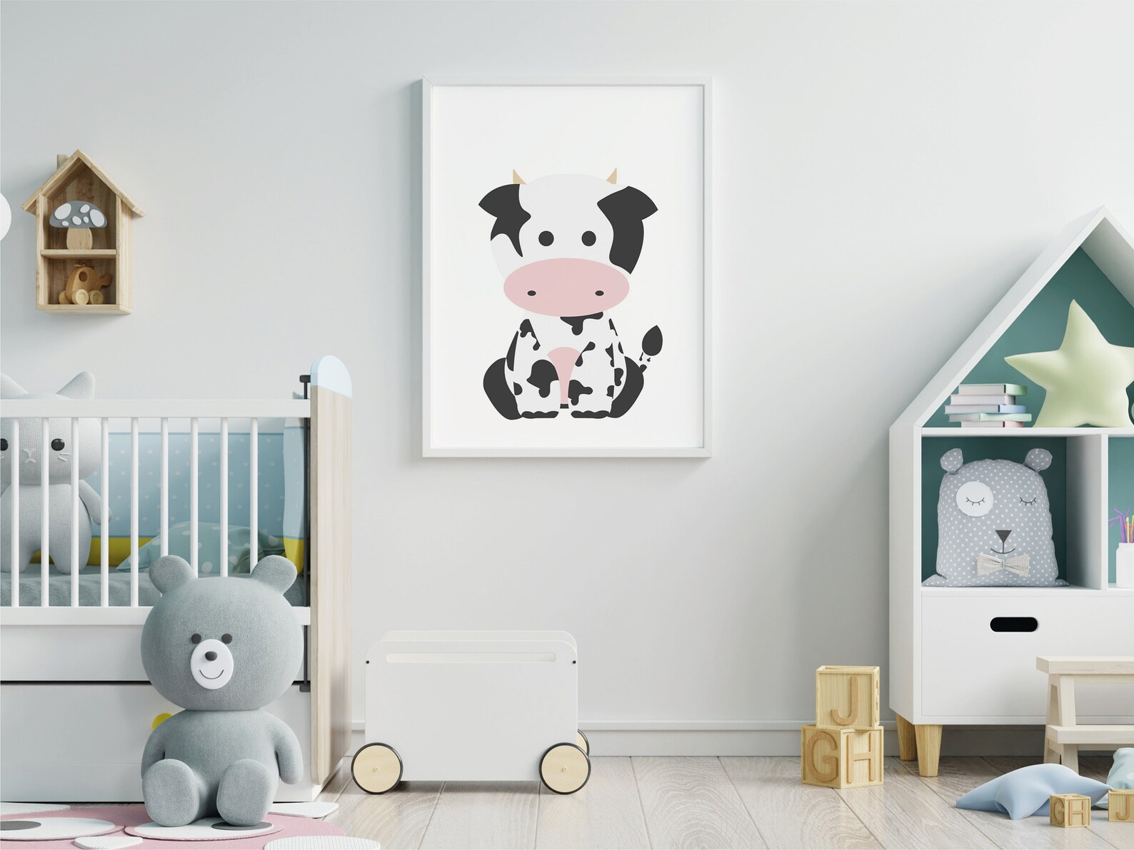 Cute Cow Print Baby Farm Animals Nursery Decor Nursery Etsy