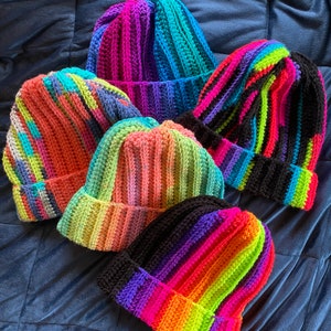 Handmade Rainbow Beanie