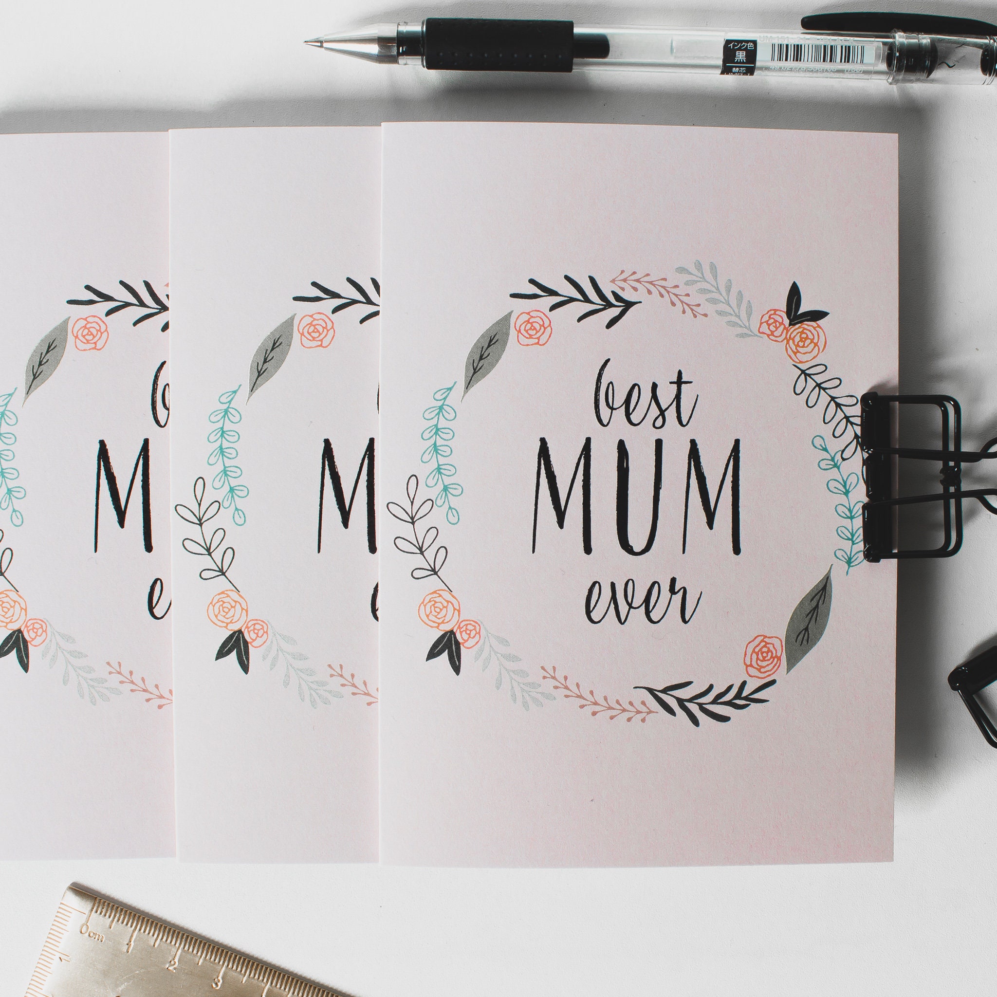 Best Mum Ever Hand Drawn Card Birthday Card for Mothers - Etsy