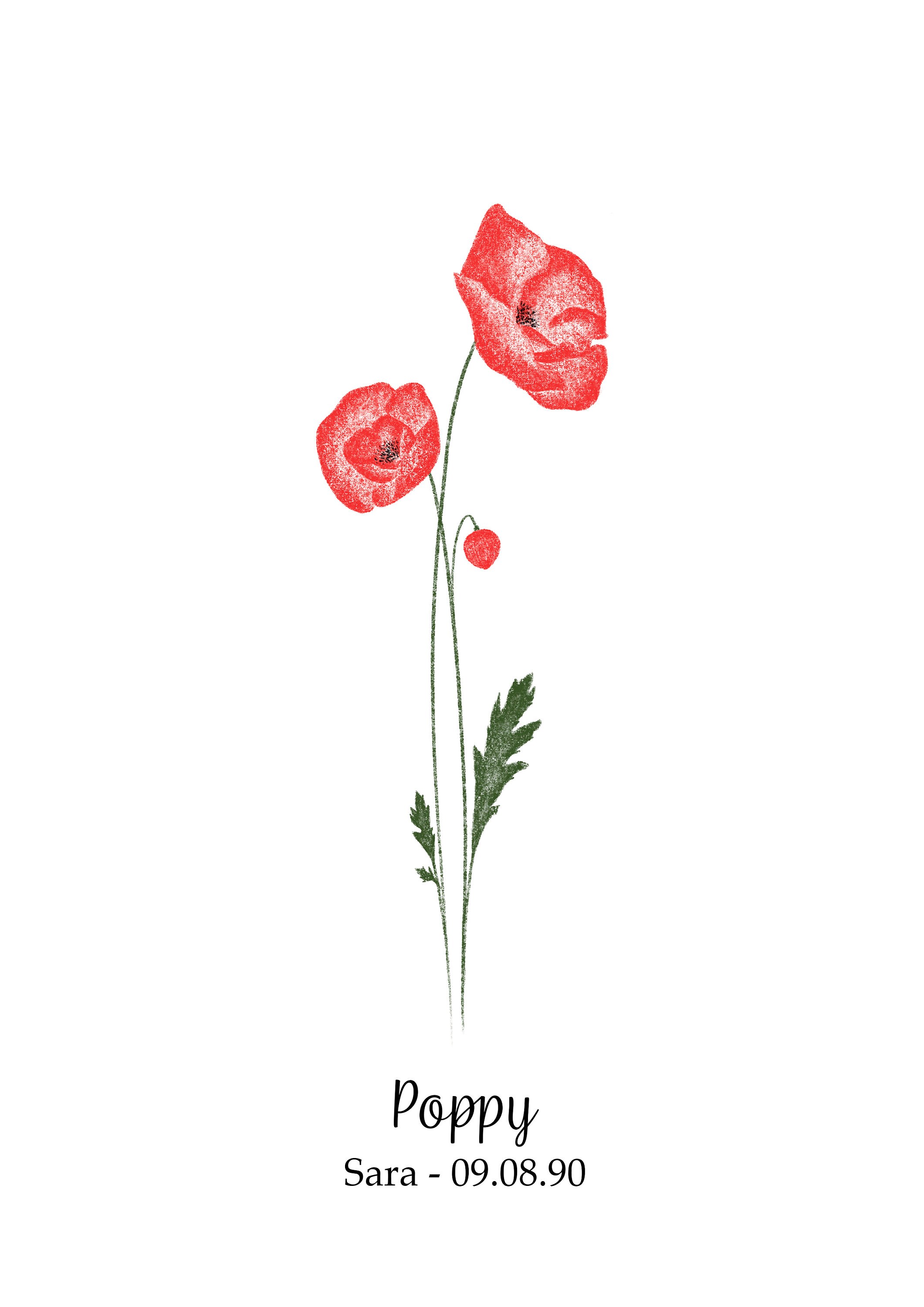 August Birth Flower Print Personalised Month Birth Flower Etsy