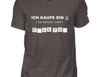 Shirt Kaufe ein "u" - F_ck yo_  dunkel  - Herren V-Neck Shirt