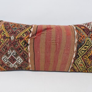 Designer Pillows, Throw Pillow, Kilim Pillow Cover, 12x24 Red Cushion Case, Patterned Pillow Case, Outdoor Decor Pillow Cover, 1514