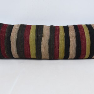 Fundas de almohada Kilim, funda de almohada de tiro, cojín marrón 12x36, funda de almohada a rayas, funda de almohada de coche, fundas de almohada de tiro lindo, 501