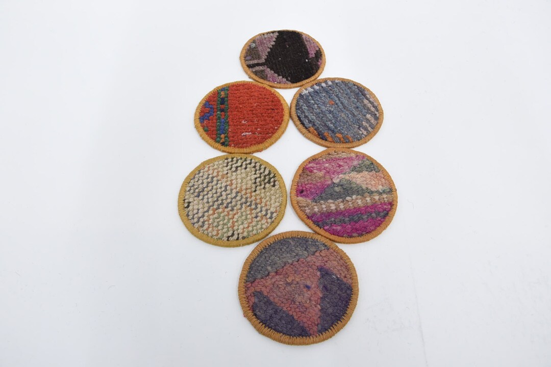 Round Rug Coasters Rug Coaster, Gift for Her, Round Coaster, Red Pad, Rug Pad, Handmade ...