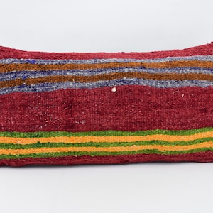 Cuscino turco, copertura del cuscino Kilim, copertura del cuscino rosso 12x24, cuscino a righe, cuscino piccolo, federa per cuscino d'arte, custodia per cuscino personalizzata, 1010