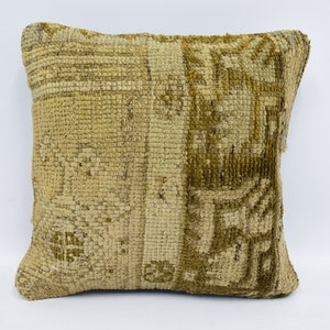 Turkish Kilim Pillow, Throw Pillow Covers, 12x12 Beige Cushion, Rug Pillow Covers, Boho Cushion Case, Farmhouse Pillow Covers, 1314