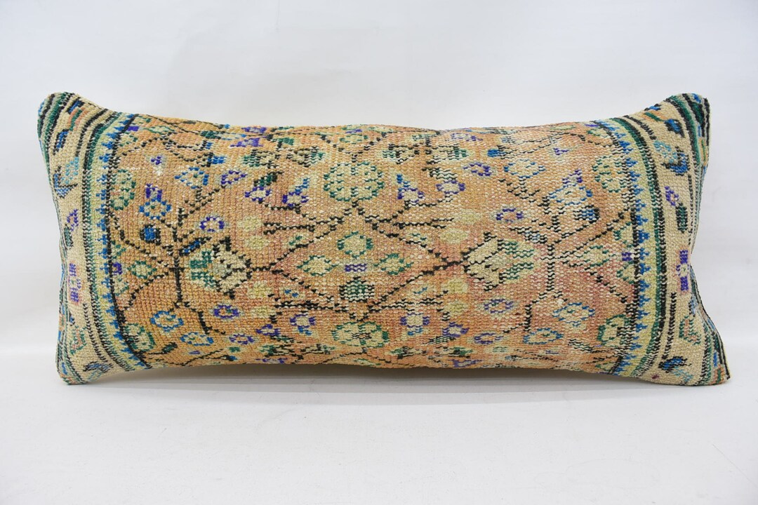 Kilim Pillow Cover, Body Pillow, Throw Pillow Cover, 16x36 Orange