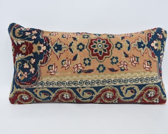 Kilim Pillow Covers, Turkish Pillow, Personalized Gift, 12x24 Orange Pillow Case, Rug Pillow Covers, Gift For Mom Pillow Covers, 1561