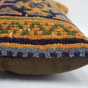 Kilim Pillows, Home Decor Pillow, Kilim Pillow Covers, 12x20 Blue Cushion Case, Rug Pillow Covers, Crochet Pattern Pillow Cover, 1895 image 5