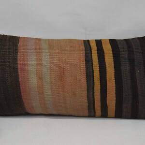 Personalized Pillow, Kilim Pillows, Throw Pillow, 12x24 Orange Pillow Case, Striped Cushion Case, Kids Throw Pillow, Couch Cushion Case, 356