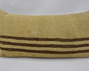 Body Pillow, Personalized Pillow, Kilim Pillows, 12x24 Beige Cushion Case, Striped Cushion, Anniversary Gift For Him Pillow, 824