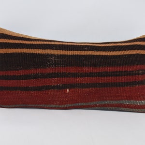 Kilim Pillow Cases, Kilim Pillow Covers, 12x24 Red Pillow Covers, Striped Pillow Case, Vintage Pillow, Rustic Cushion, Hippie Cushion, 1510