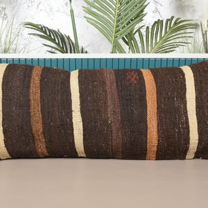 Vintage Kilim Pillow, Vintage Kilim Throw Pillow, 16x36 Home Decor Pillow, Handmade Kilim Cushion, Beige Pillow, Decorative Lumbar Pillow,