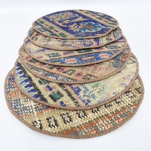 Round Supla, Kilim Supla, Gift For Her, Set Of Six, Kitchen Decor, Service Rug Placemat, 14&quot;x14&quot; Circle Underplate, Turkish Rug Supla, 7