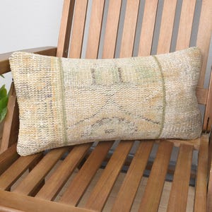Handmade Kilim Cushion, Antique Pillows, 10x20 Throw Kilim Pillow, Boho Pillow, Orange Cushion, Bedding Pillow, Patchwork Pillow,