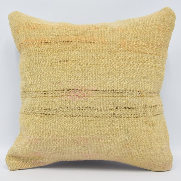 Throw Pillow Cover, Kilim Pillow, Designer Pillows, 16x16 Beige Cushion, Flat Cushion Case, Knot Cushion Case, Oriental Pillow Case, 1833